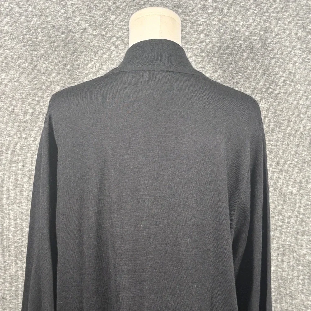 Nordstrom Mens Shop Black Merino Wool CoolMax Quarter Zip Sweater Medium